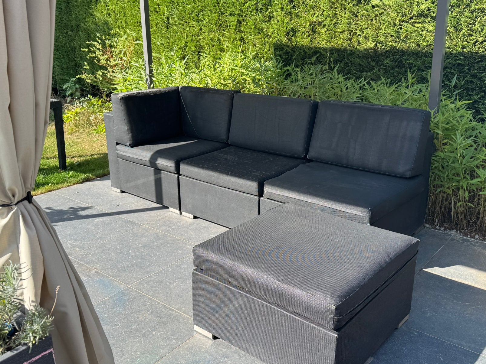 Luchtige loungeset voor de tuin (4 delen), Ophalen, Zo goed als nieuw, Rotan, Tuinset