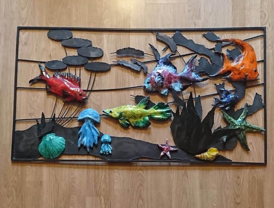 Vintage wanddecoratie van metaal en email, Antiek en Kunst, Ophalen
