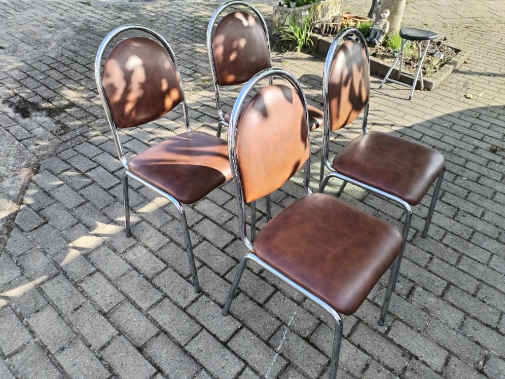 Stoelen 4 stuks goede kwaliteit, Huis en Inrichting, Ophalen, Gebruikt, Overige kleuren, Leer