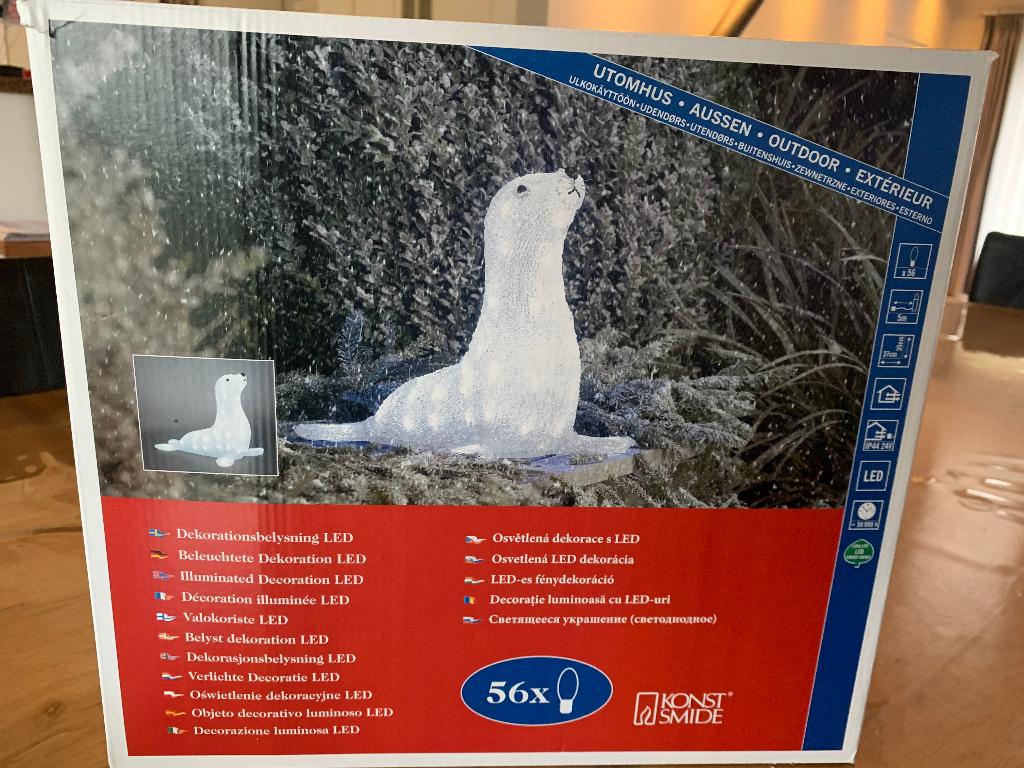Nieuw LED Verlichte kerst decoratie zeehond, Ophalen, Nieuw