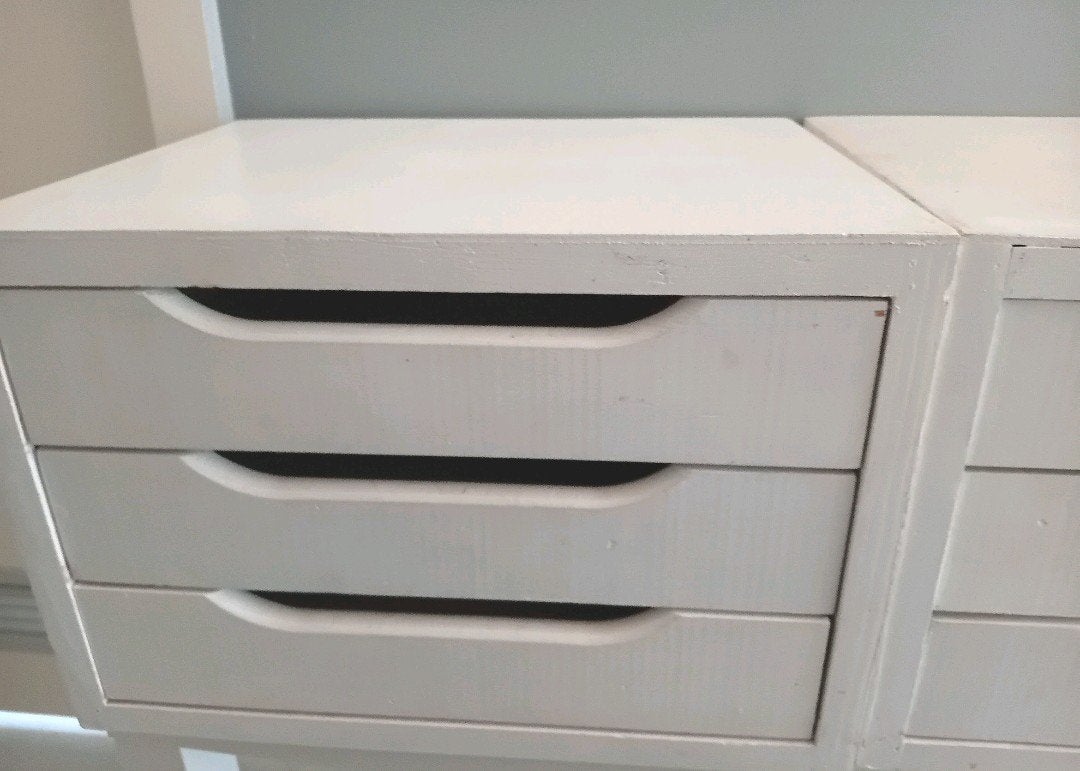 💮 Commodes blocs bois pin massif 3 tiroirs peint en blanc, Scandinave, Utilisé, Bois, Enlèvement