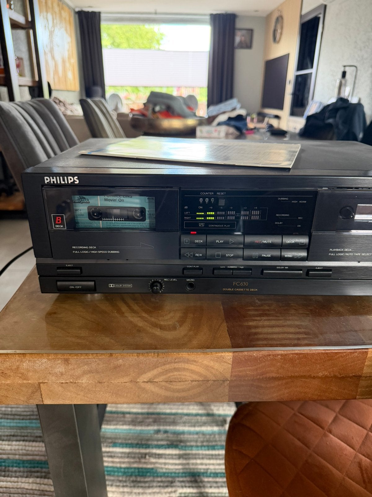 Philips fc 630 cassettedeck dubbel, TV, Hi-fi & Vidéo, Decks cassettes, Enlèvement ou Envoi, Double, Philips