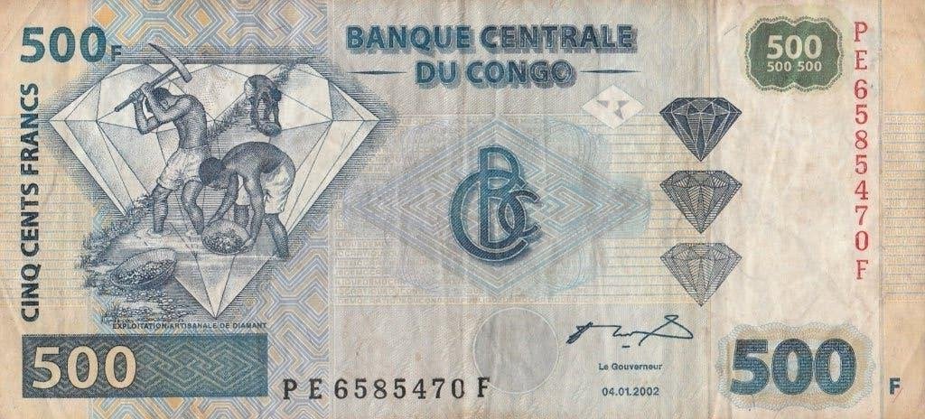 BANQUE CENTRALE DU CONGO 500 FRANCS 04.01.2002, Ophalen of Verzenden, Overige landen, Los biljet