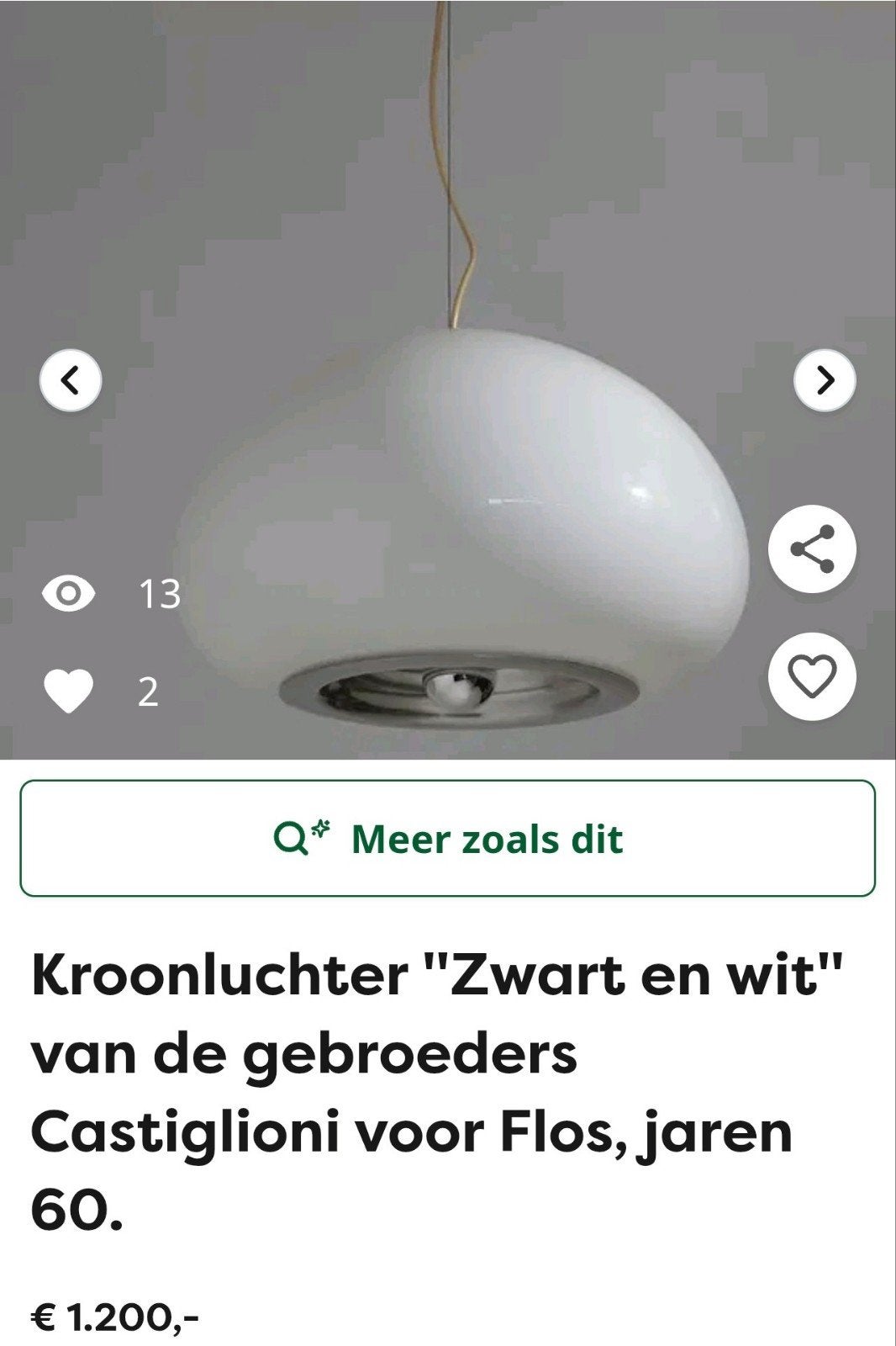 Kroonluchter Flos italy, Ophalen