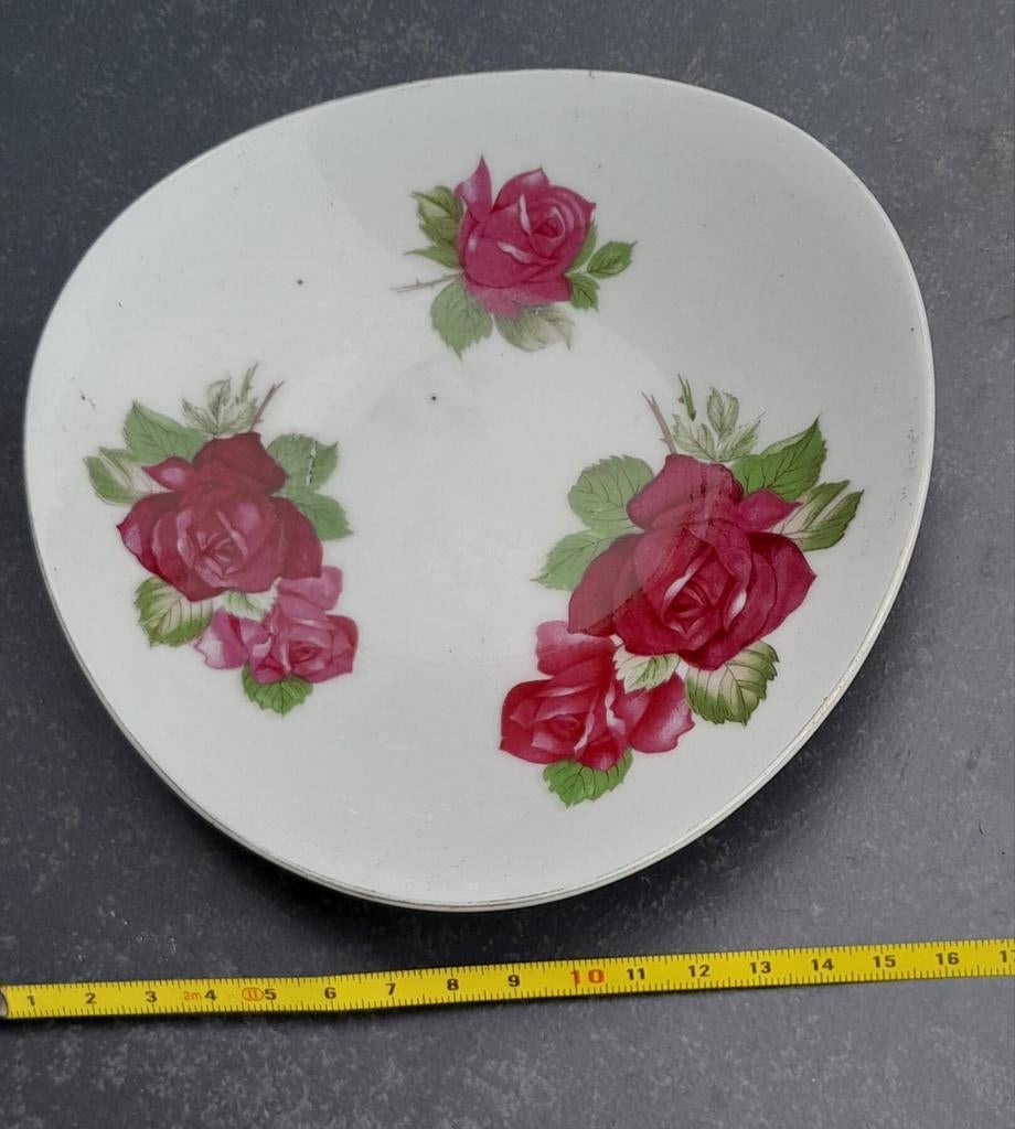 Prachtig porseleinen bord met rozen., Verzamelen, Ophalen of Verzenden, Gebruikt, Porselein, Bord of Schaal