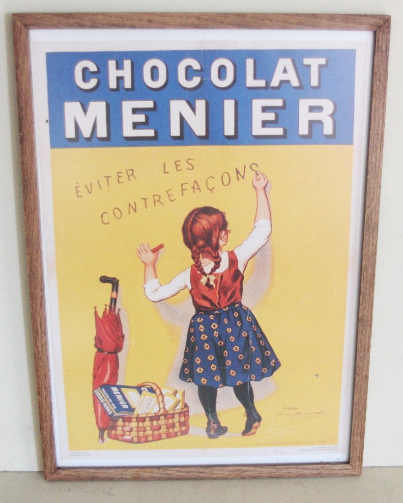 Reclame Affiche Chocolat Menier / Ingekaderd / Achter Glas, Verzamelen, Merken en Reclamevoorwerpen, Ophalen of Verzenden, Zo goed als nieuw
