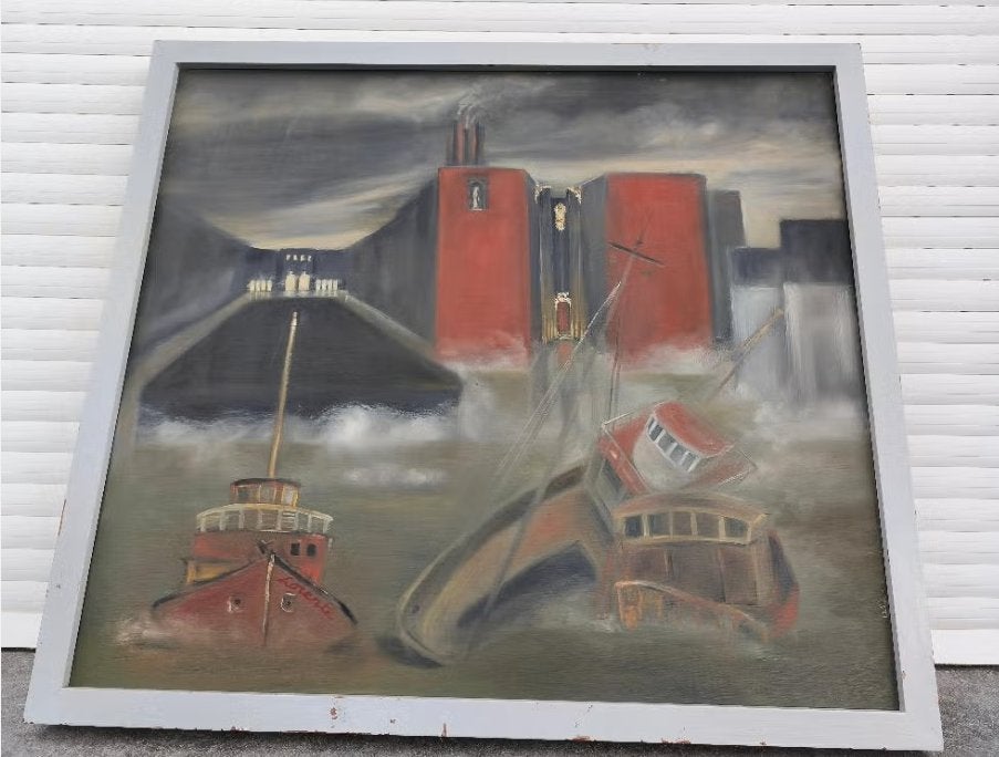 huile sur toile marine, Enlèvement, Toile