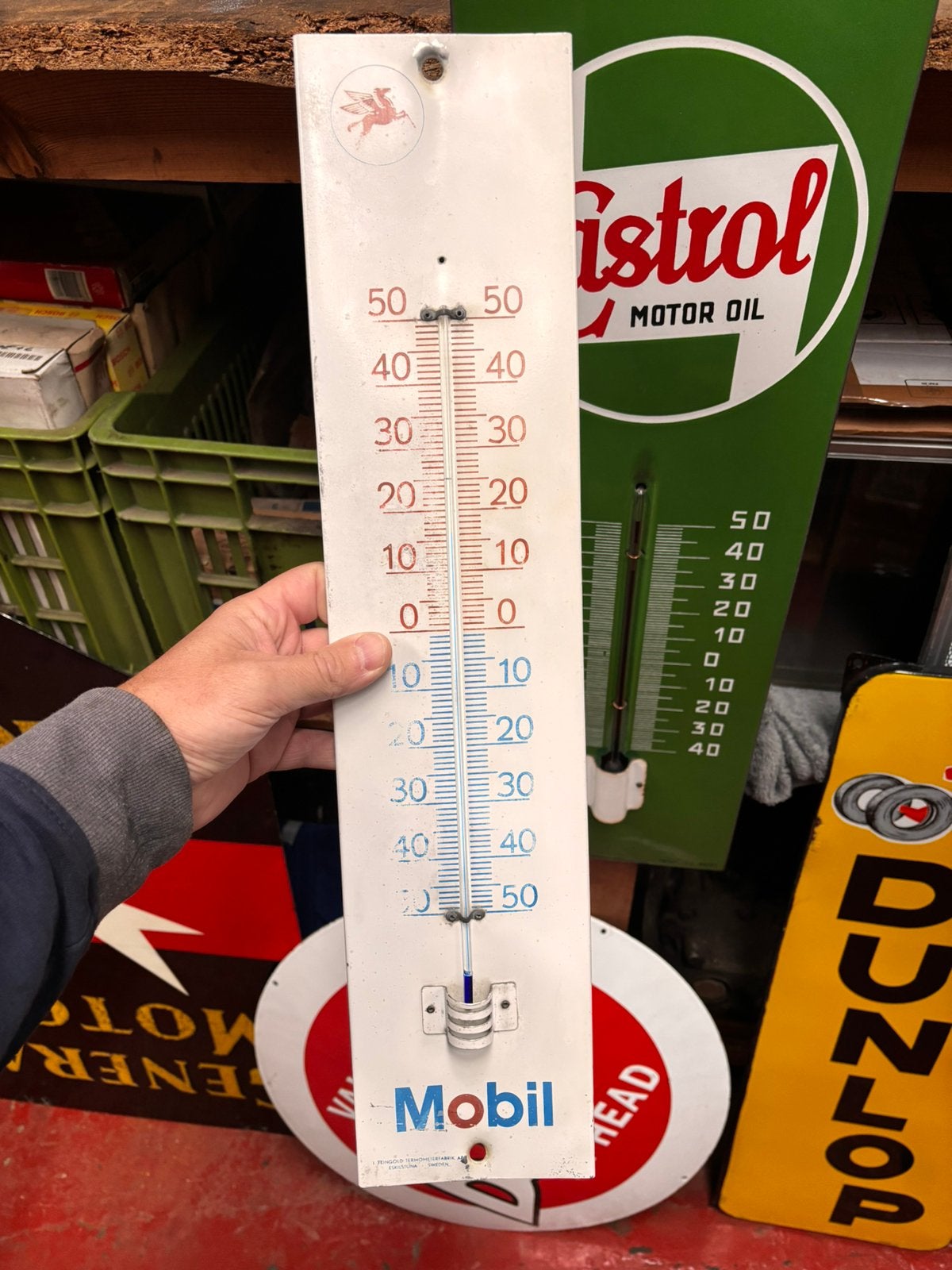 Thermomètre en tôle mobiloil pas plaque émaillée, Collections, Enlèvement ou Envoi, Comme neuf