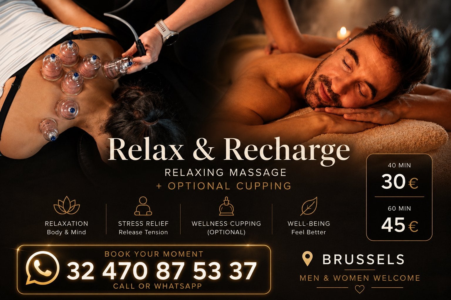 Relax & Recharge - Ventouses/Cupping Available, Ontspanningsmassage