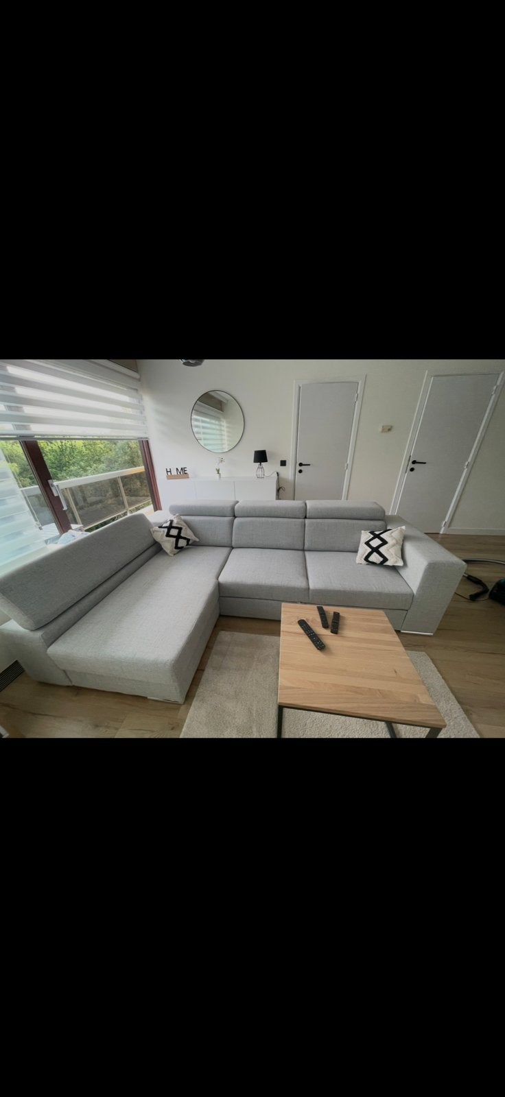 Salon d angle convertible avec rangement gris clair, Enlèvement, Comme neuf