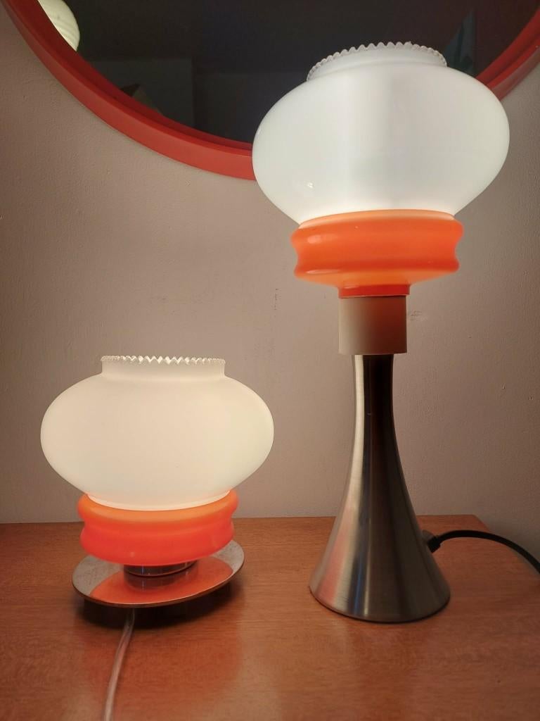 Vintage oranje opaline UFO lampjes, upcycled, Ophalen