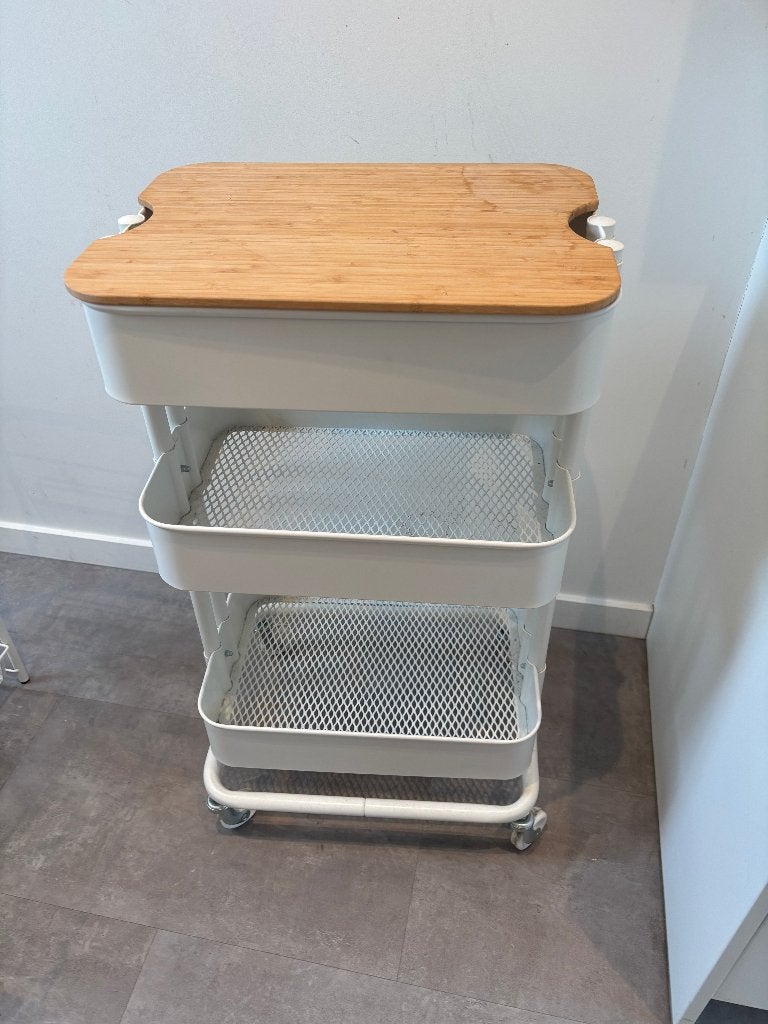 IKEA RÅSHULT / RÅSKOG Roltafel Witte Trolley, Huis en Inrichting, Ophalen, Gebruikt, Metaal