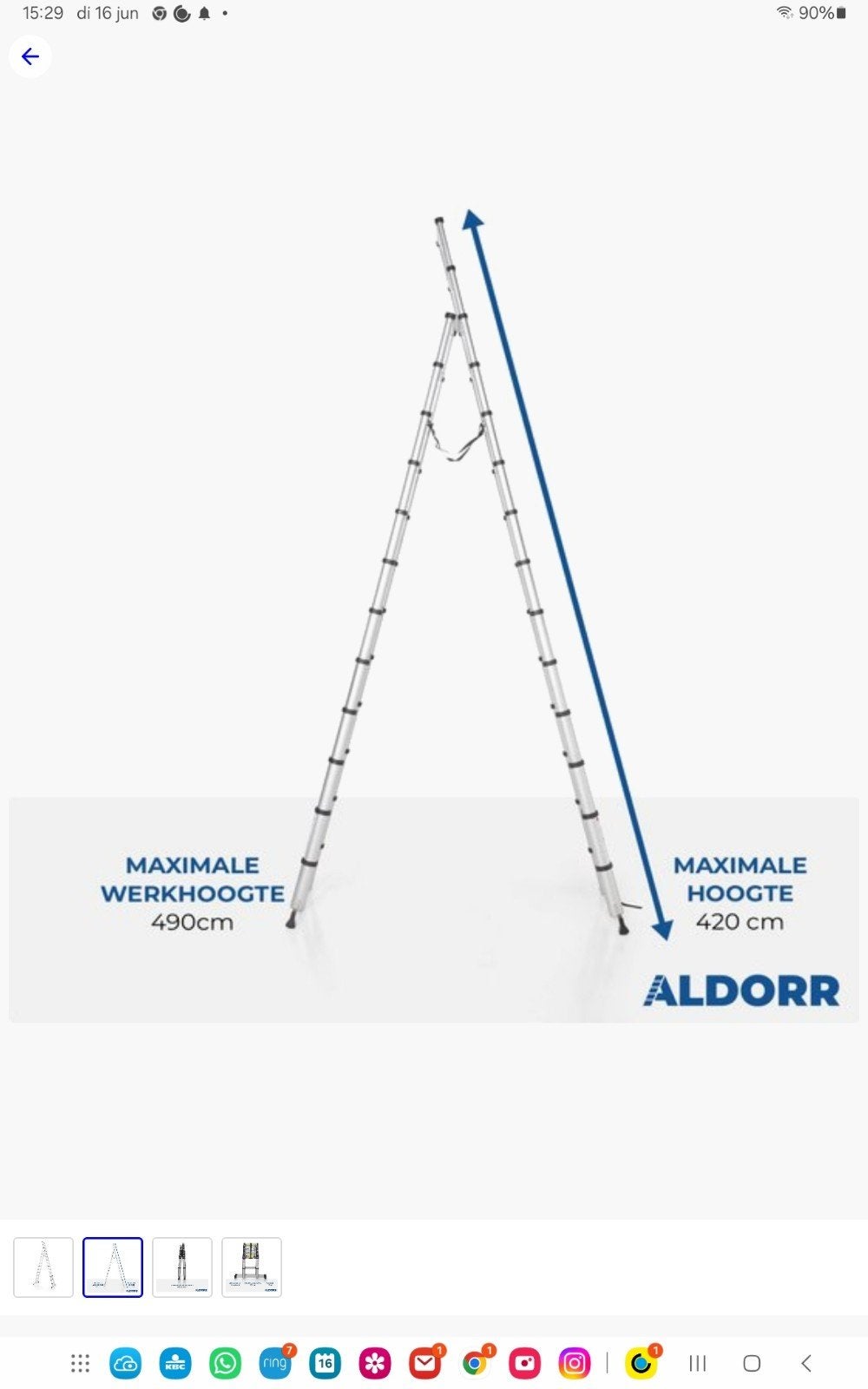 Telescopische vouwladder, Doe-het-zelf en Bouw, Ophalen