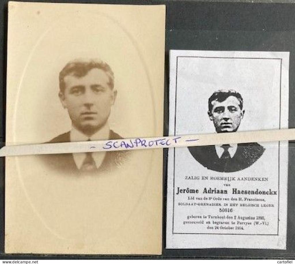 Fotokaart-Oorlog-Grenadier-Haesendonckx-Gesneuveld-Yzer-1914, Verzamelen, Militaria | Algemeen, Verzenden, Landmacht, Foto of Poster
