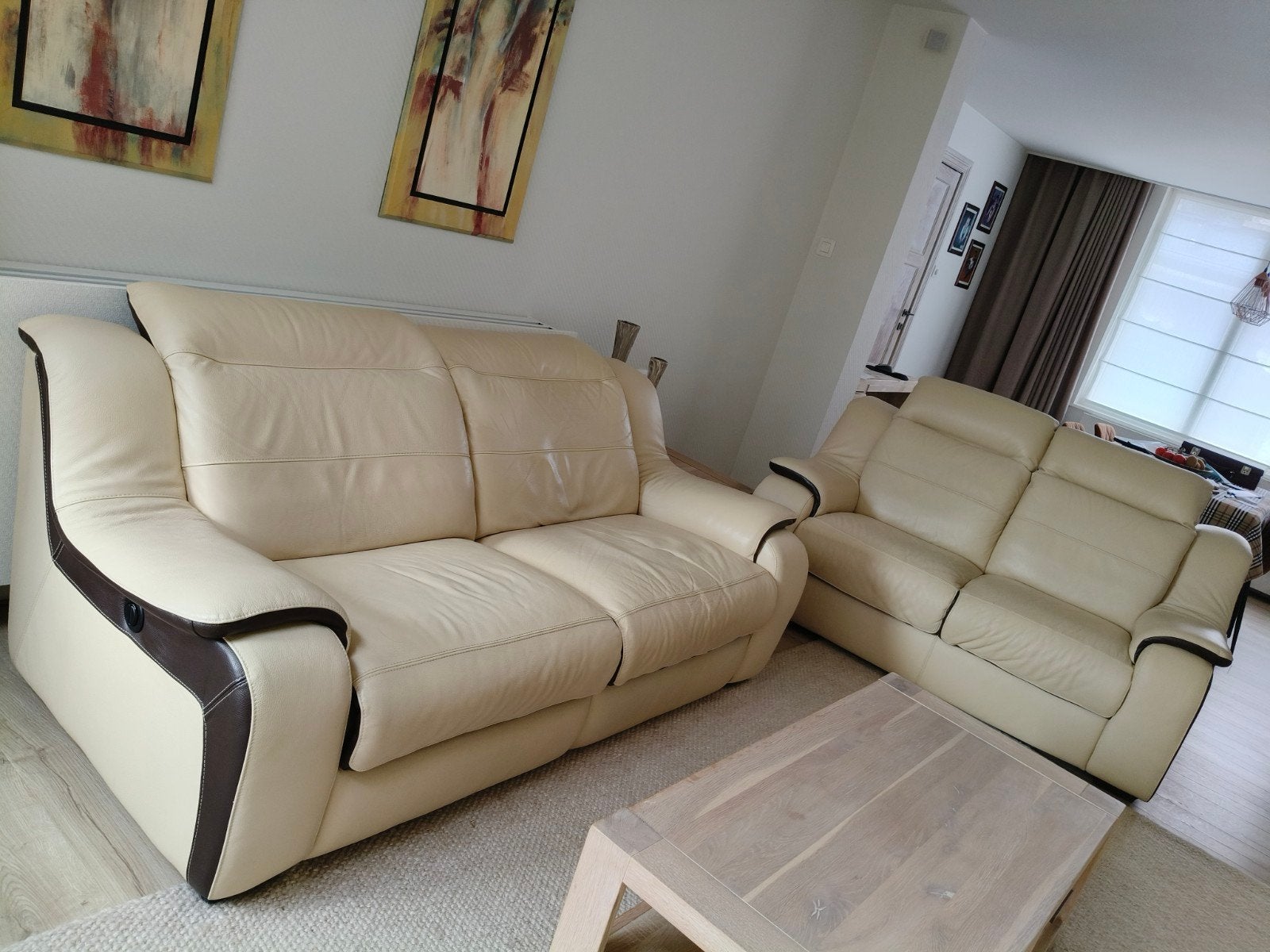 Canapé en cuir, 2 places et 3 places avec relax par Chateau, Enlèvement, Utilisé, Cuir, Modern