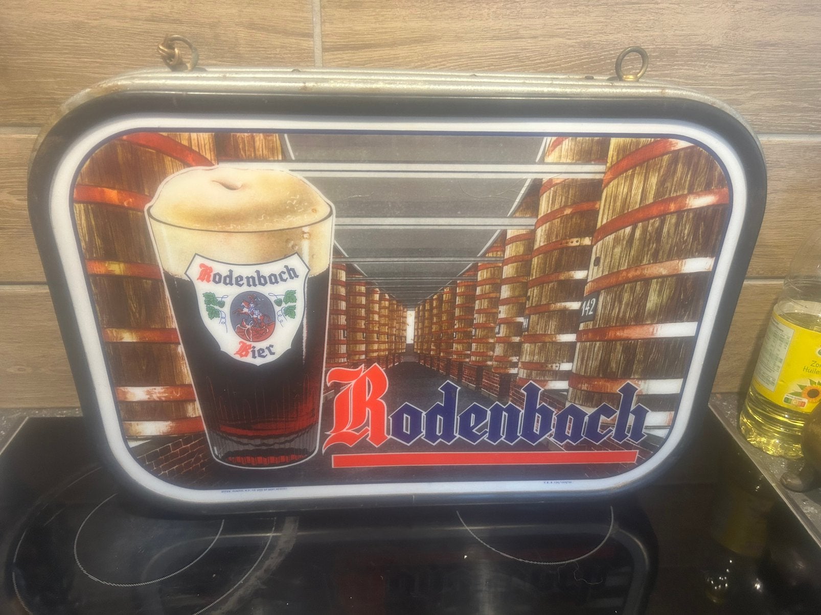 Oude lichtreclame rodenbach 1965, Enlèvement, Utilisé, Table lumineuse ou lampe (néon)