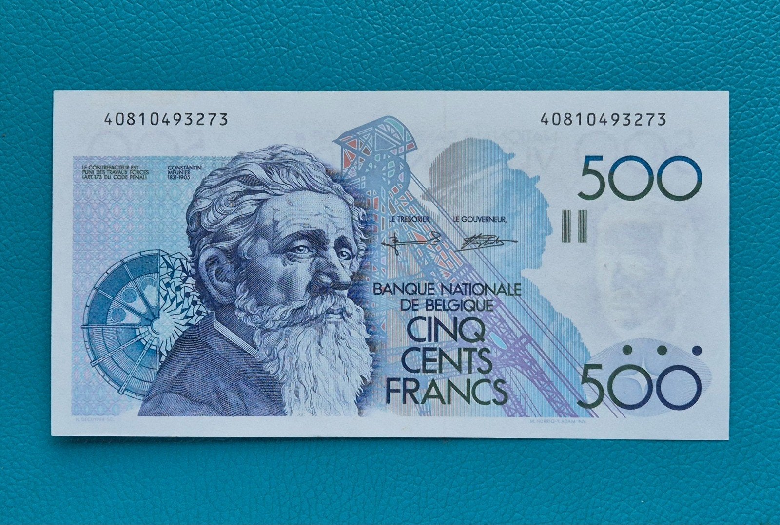 België 500 Frank  1992-1998 Meunier   UNC, Postzegels en Munten, Ophalen of Verzenden, Los biljet