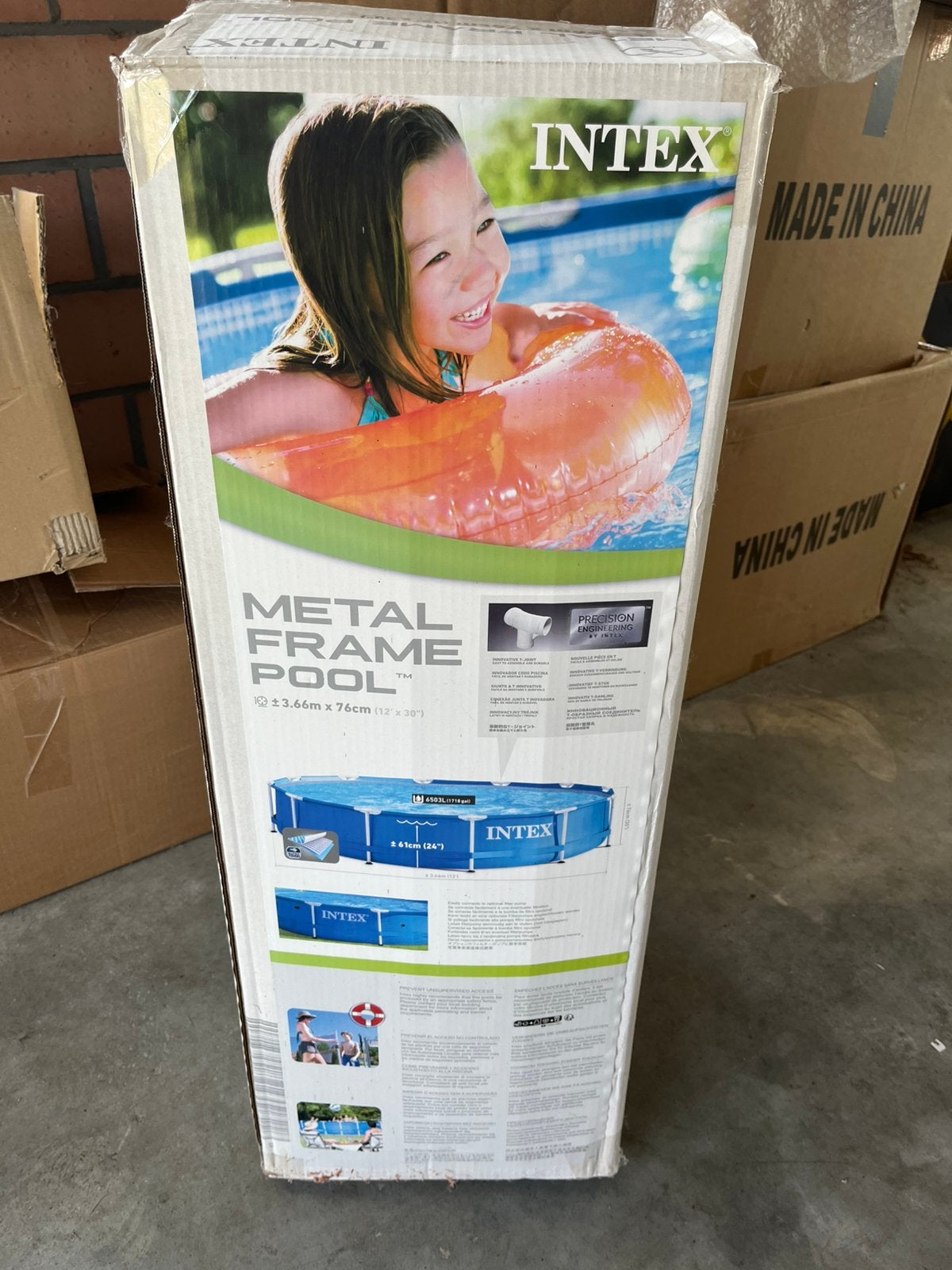 Intex opzetzwembad 3,66 x 0,80  enkel zwembad en buizenframe, Tuin en Terras, Ophalen, Zo goed als nieuw, Opzetzwembad
