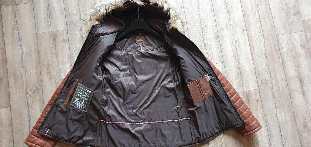 Lederen damesjas Oakwood, Ophalen, Bruin, Maat 42/44 (L), Nieuw