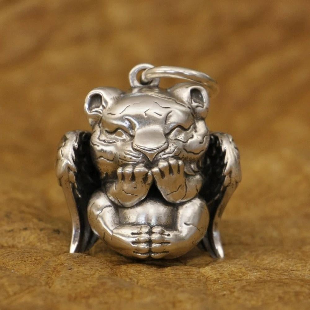 Schattige Tijger met Vleugels - 925 zilver, Neuf, Animal, Argent, Argent