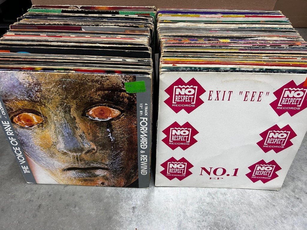 Partij 200 vinyls Techno (1990-1992), Import, Ophalen, Gebruikt, Techno