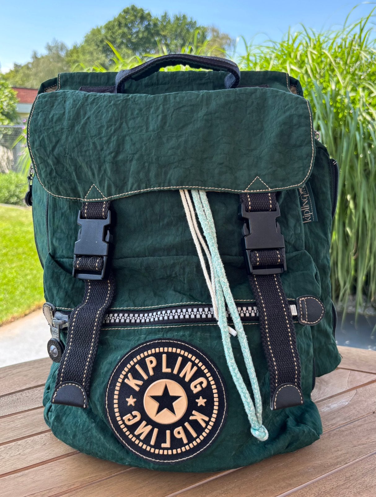 Sac à dos Kipling vintage original de couleur vert foncé, Enlèvement ou Envoi, Comme neuf, Vert