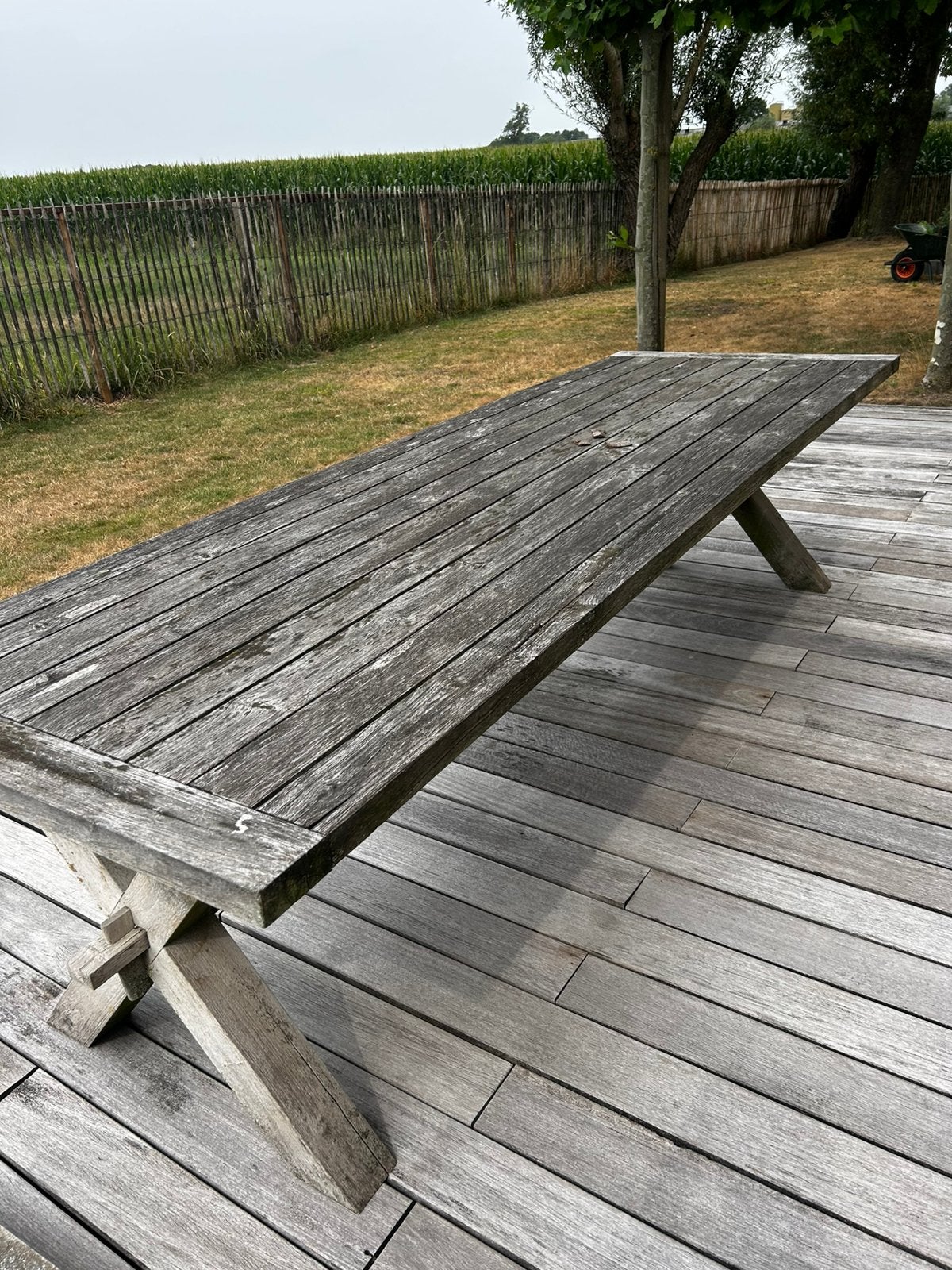 Terras tafel, Jardin & Terrasse, Tables de jardin, Enlèvement, Utilisé, Rectangulaire, Bois