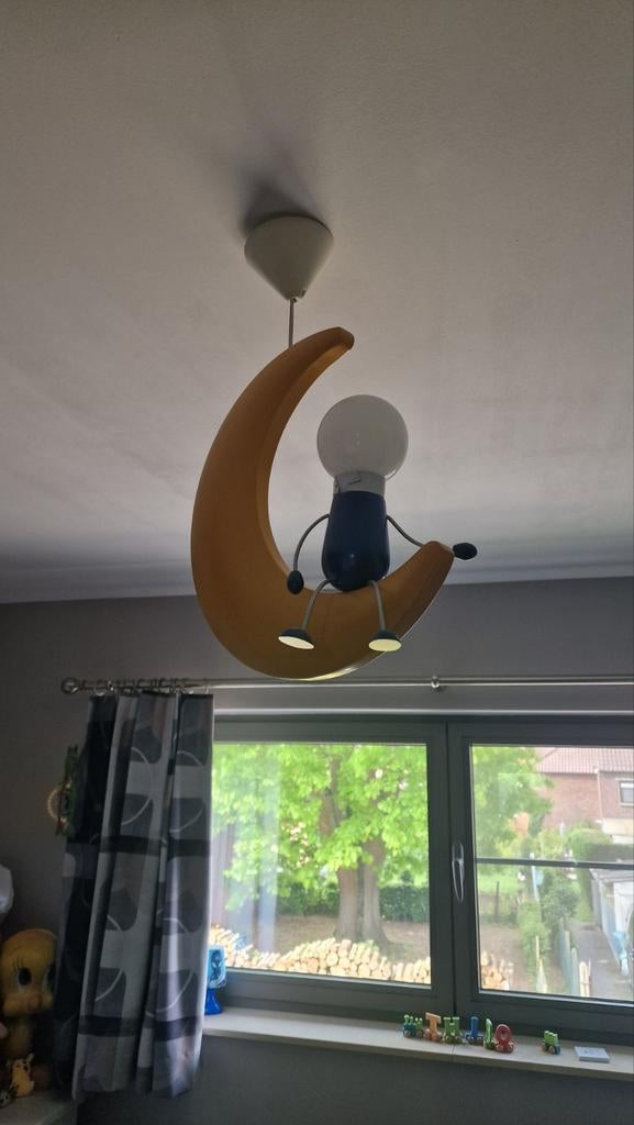 Plafond lamp Janneke maan, Huis en Inrichting, Ophalen, Zo goed als nieuw, Hout, Kids