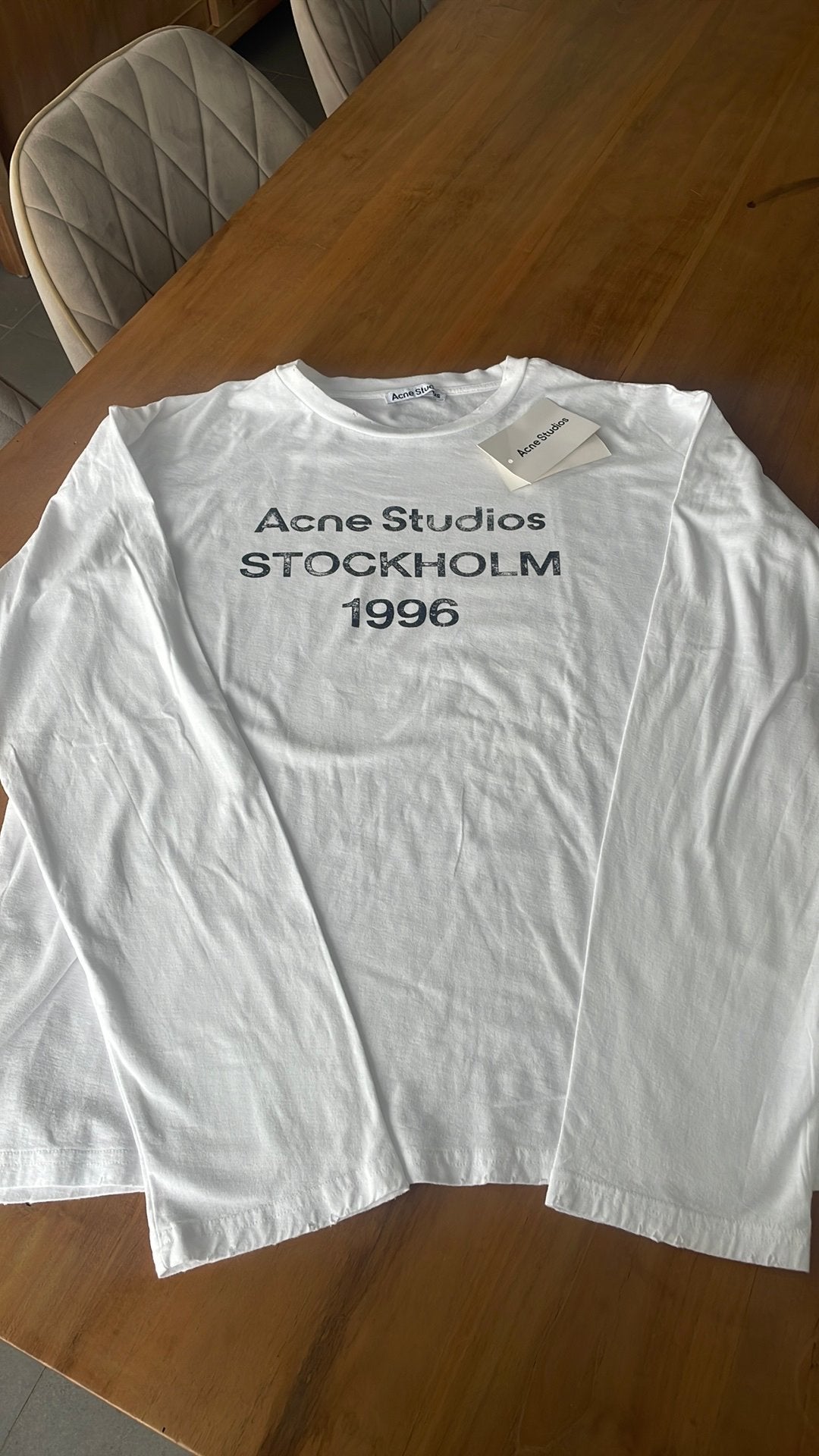 Longsleeve Acne Studios maat L, Envoi, Neuf, Taille 52/54 (L), Blanc