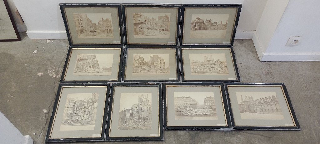 10 Photos Anciennes Insurrection Paris 1871,39x33, Antiquités & Art, Art | Dessins & Photographie, Enlèvement ou Envoi, Photo