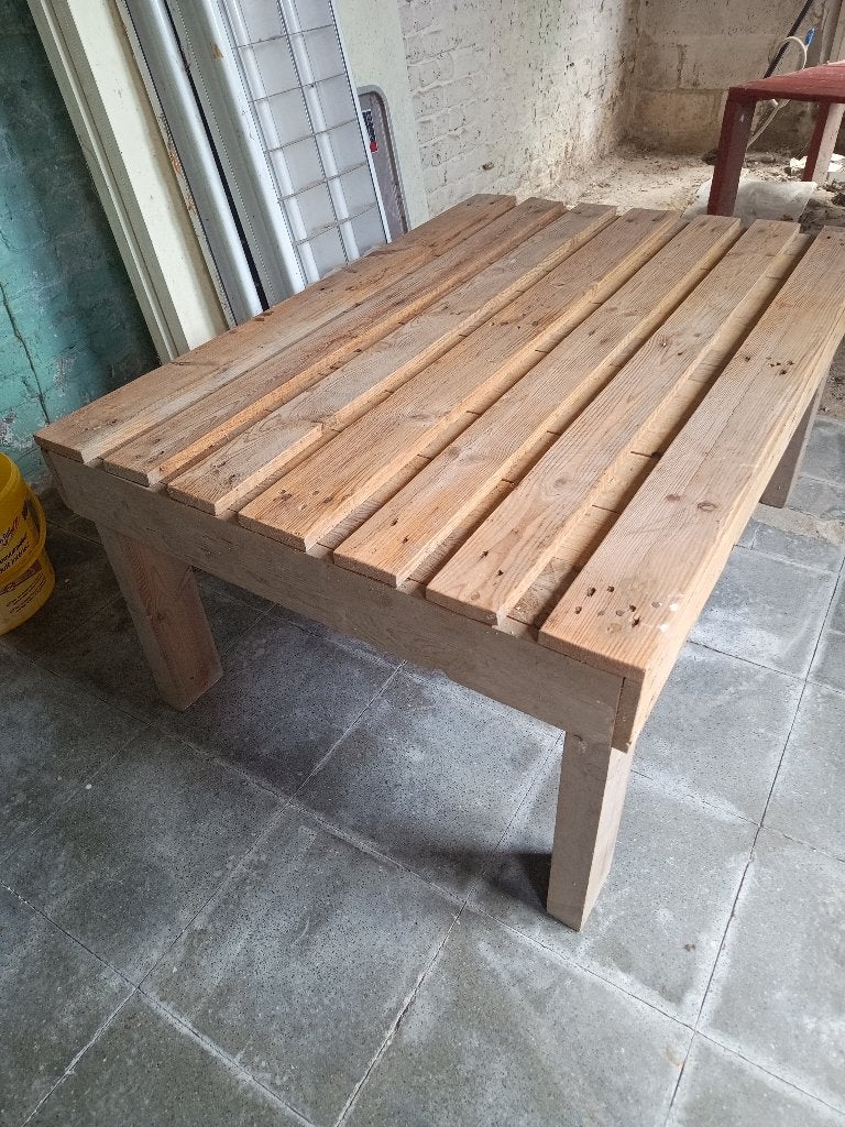 Table basse en bois de palette 120/80 cm, Maison & Meubles, 100 à 150 cm, Shabi, Enlèvement, Utilisé