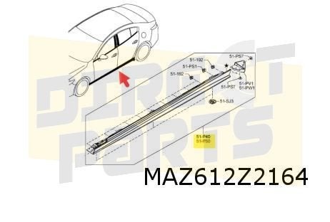 Mazda 3 (3/19-) Dorpelafdekking Rechts (45P sonic silver) Or, Neuf, -, -, Mazda