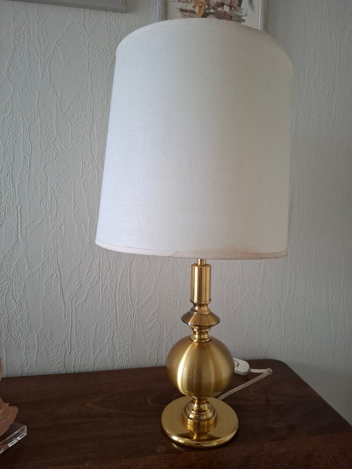 Vintage Messing Tafellamp – Jaren 70 – Hollywood Regency Sti, Ophalen of Verzenden, Metaal, Modern
