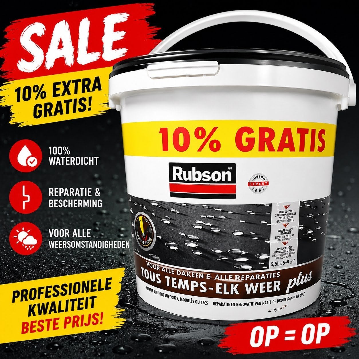 Rubson Plus Vloeibare Dakcoating € 45 incl.btw, Doe-het-zelf en Bouw, Dakpannen en Dakbedekking, Ophalen, Overige materialen, Zwart