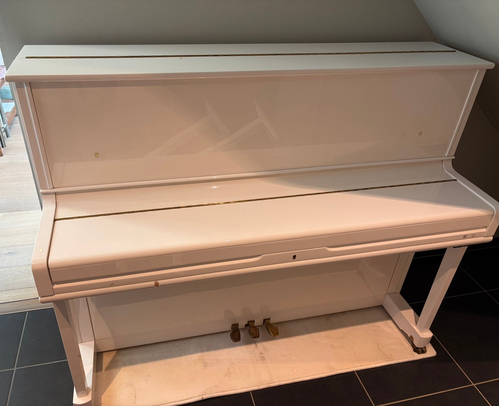 Piano Samick hoogglans wit in prima staat, Muziek en Instrumenten, Ophalen, Wit, Zo goed als nieuw, Piano