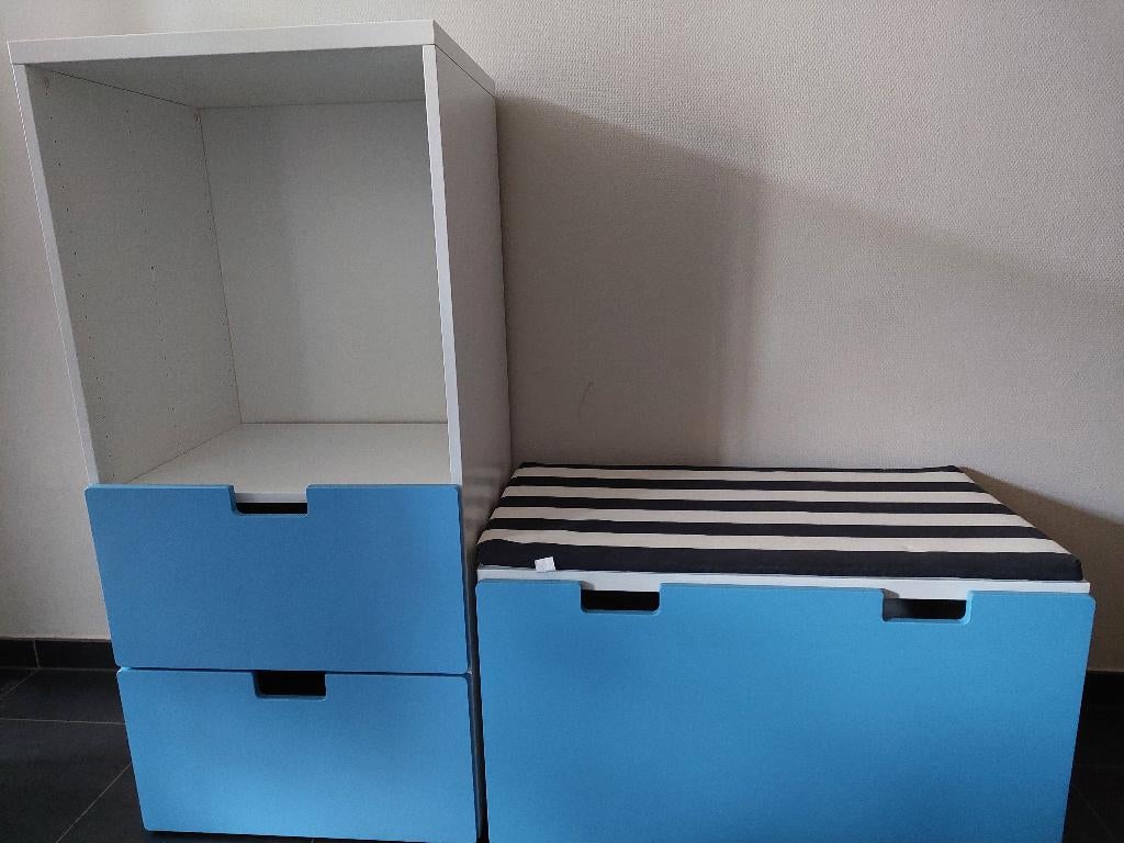 3 Stuva kasten Ikea wit blauw, 105 cm ou plus, Comme neuf, Enlèvement, 50 à 70 cm