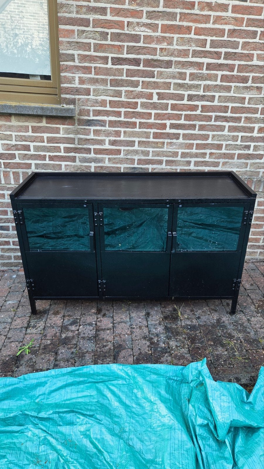 Vitrinekast/opbergkast Zwart metaal, Ophalen, Metaal