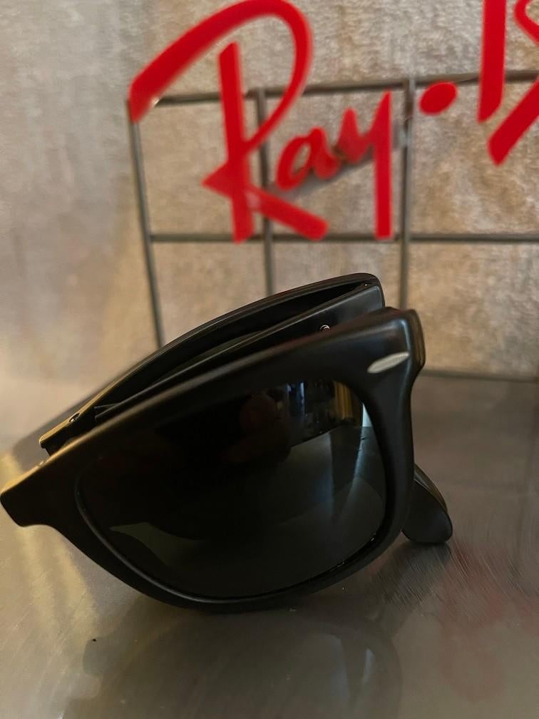 Vintage B&L Ray-Ban folding Wayfarer I zonnebril W0670 W7, Gebruikt, Zonnebril, Zwart, Ophalen of Verzenden