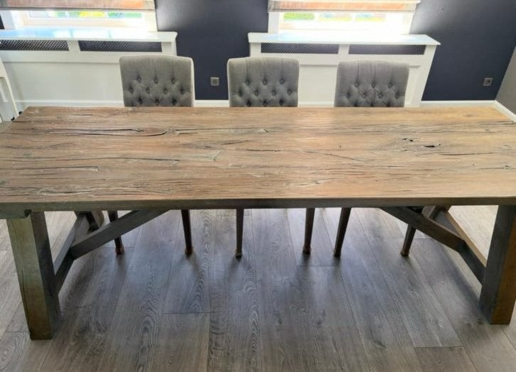 Eiken kloostertafel 260 lang., Ophalen, Zo goed als nieuw