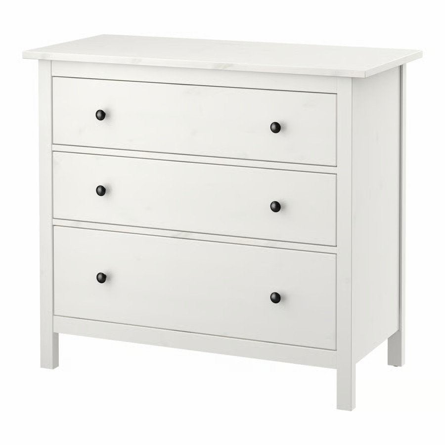 Hemnes ladekast wit gelakt - 3 laden - 108x96, Ophalen, Gebruikt, 100 tot 150 cm, 3 of 4 laden