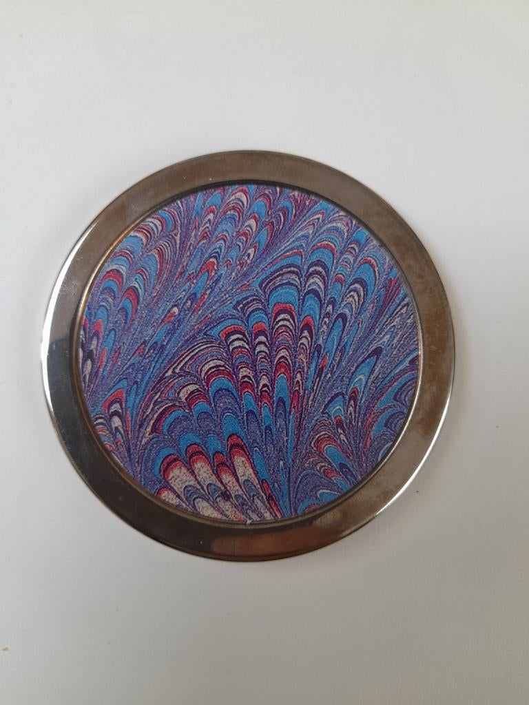 Oude kleine zakspiegel, Antiek en Kunst, Antiek | Spiegels, Rond, Ophalen of Verzenden