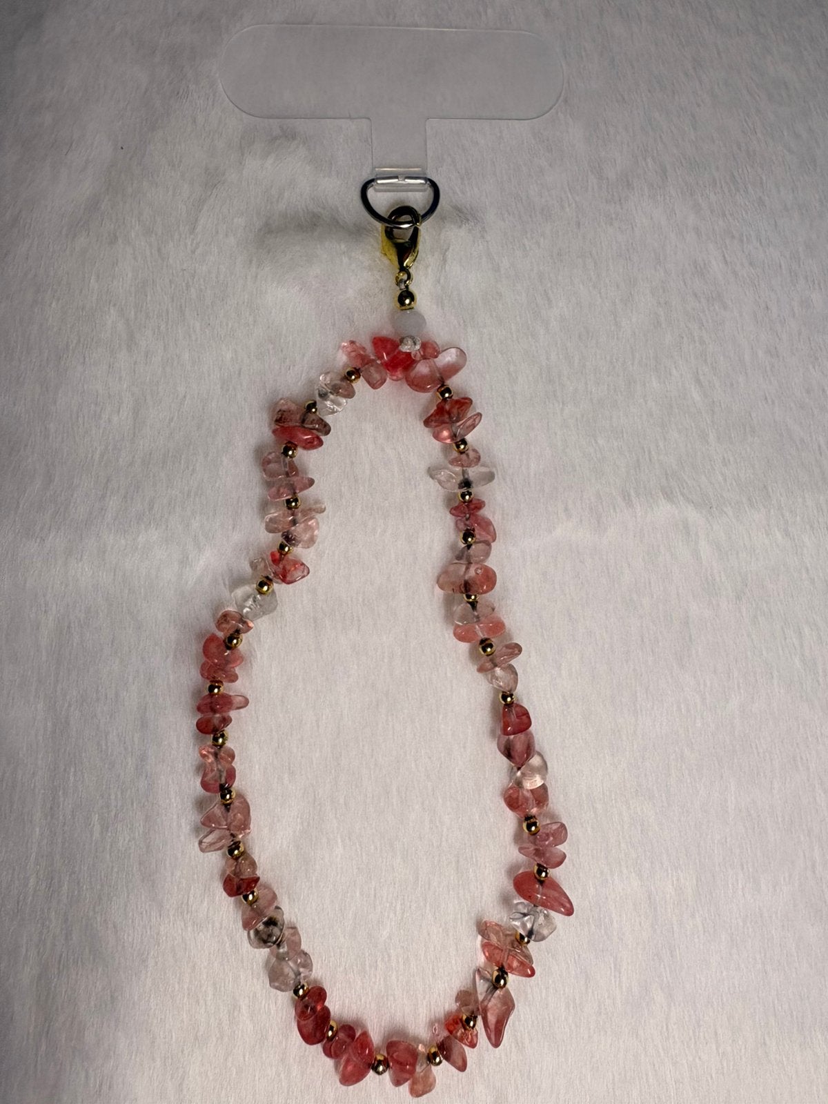 Cordon téléphonique en quartz rose, Bijoux, Sacs & Beauté, Colliers, Neuf, Autres matériaux, Rose, Avec pierre précieuse, Envoi