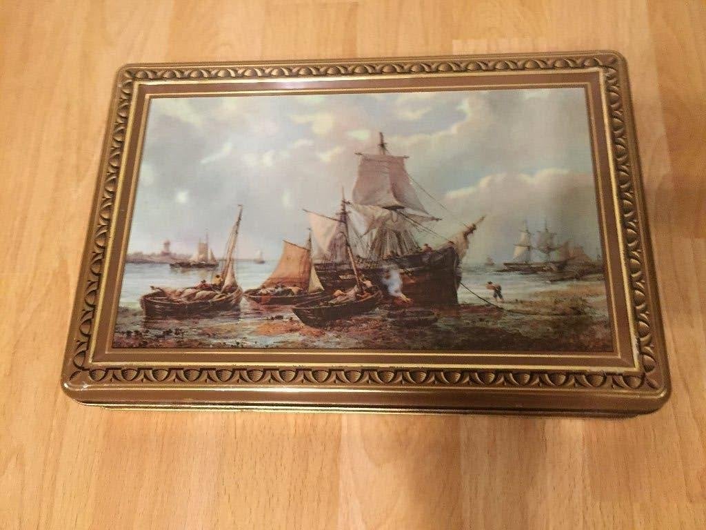 Vintage blikken doos Schepen motief, Ophalen of Verzenden, Zo goed als nieuw, Overige, Overige merken