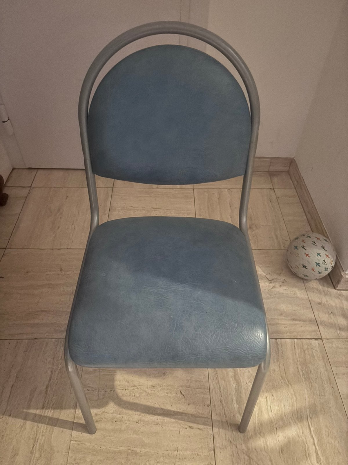 6 keukenstoelen, Huis en Inrichting, Stoelen, Ophalen, Gebruikt, Blauw, Metaal