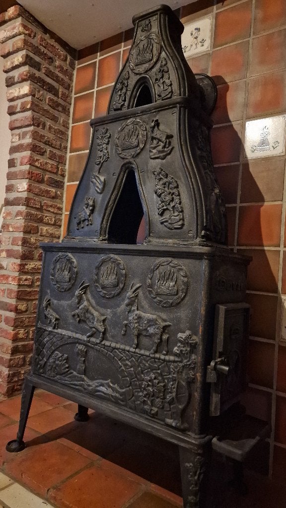 Dovre gietijzeren houtkachel – 3 etages – zeer decoratief, Ophalen, Gebruikt, Houtkachel, Vrijstaand