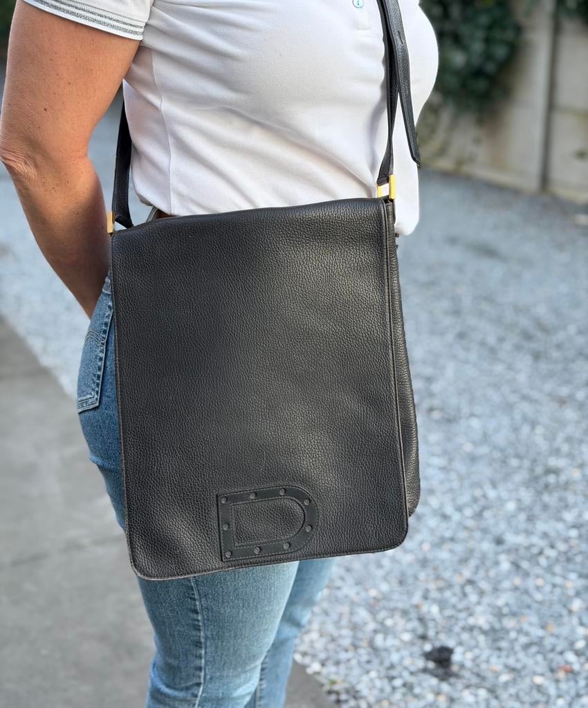 Handtas Delvaux Louise Baudrie PM in zwart jumping calf, Enlèvement ou Envoi, Comme neuf, Noir