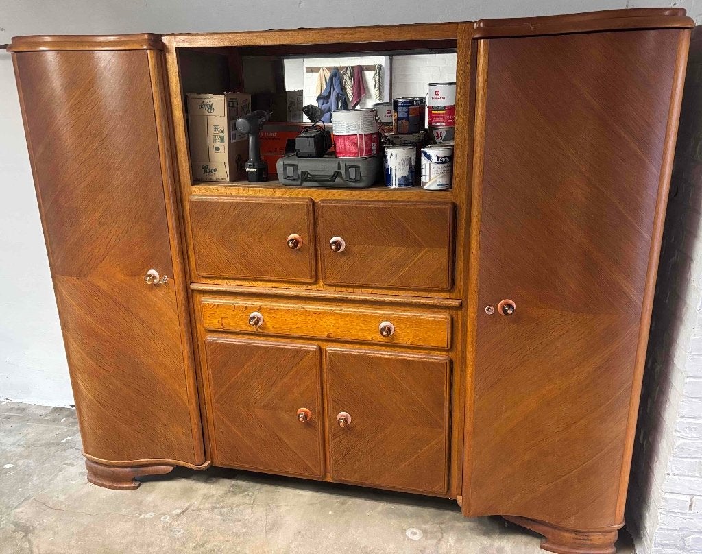 Meuble "Vintage", Année 50, 25 à 50 cm, 200 cm ou plus, Avec tablette(s)