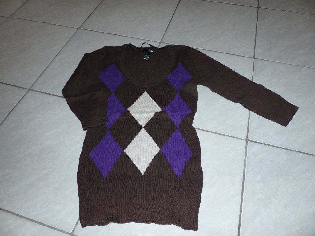 Pull H&M violet/marron - taille S, Vêtements | Femmes, H&M, Enlèvement ou Envoi, Taille 36 (S), Comme neuf