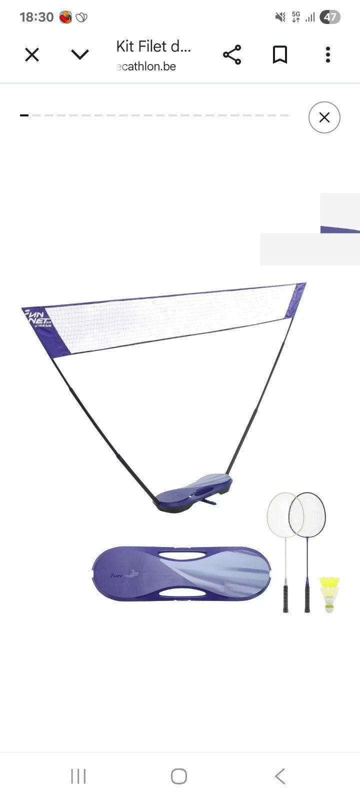 DECATHLON Kit Filet de Badminton Fun 3 Mètres - Bleu Roi, Sports nautiques & Bateaux, Voiles & Accessoires de voile