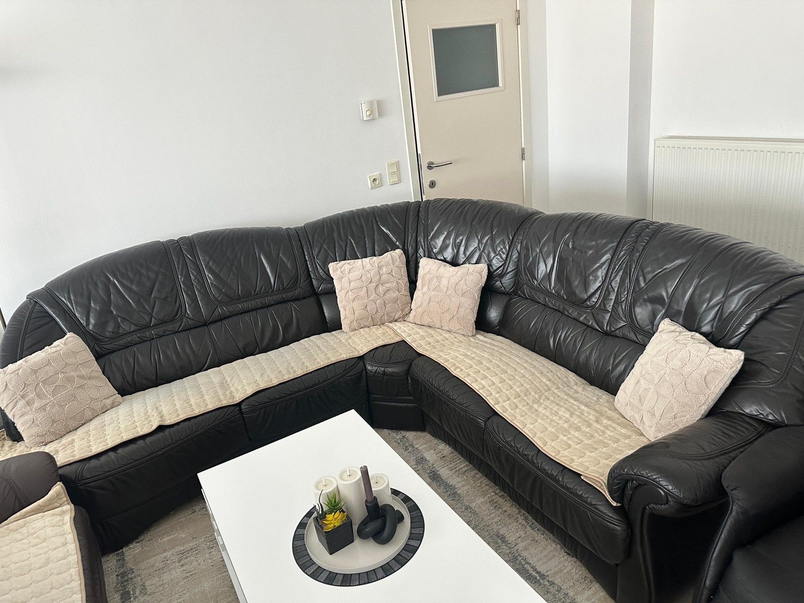 Leder zetels te koop, Huis en Inrichting, Ophalen, Gebruikt, Hoekbank, Leer